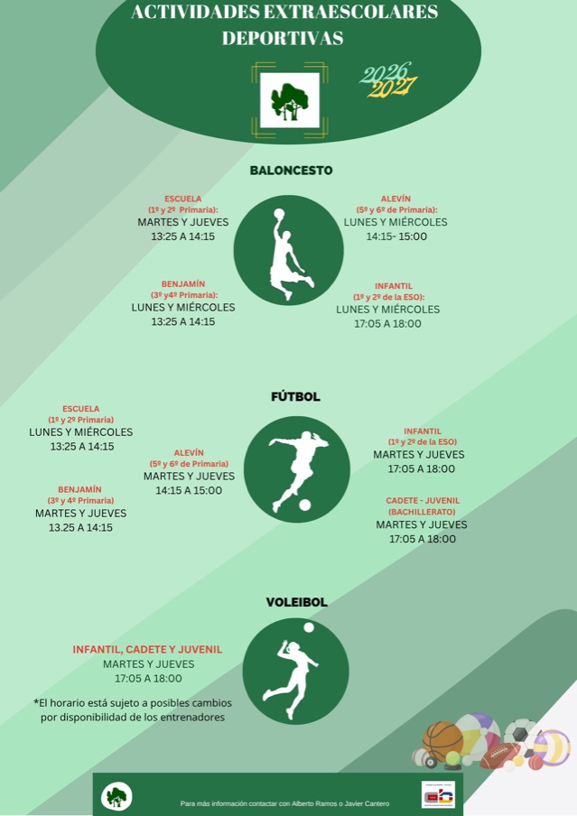 Cartel de actividades extraescolares de Deportivas