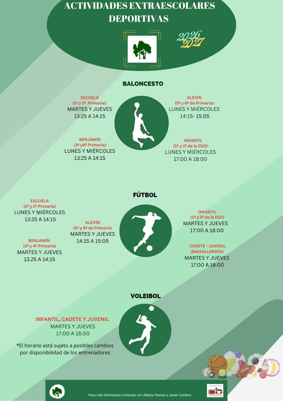 Cartel de actividades extraescolares de Deportivas