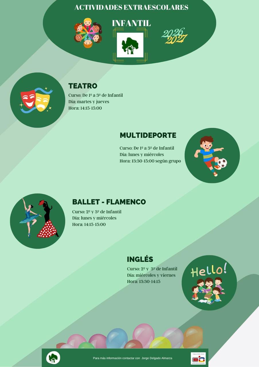 Cartel de actividades extraescolares de Infantil