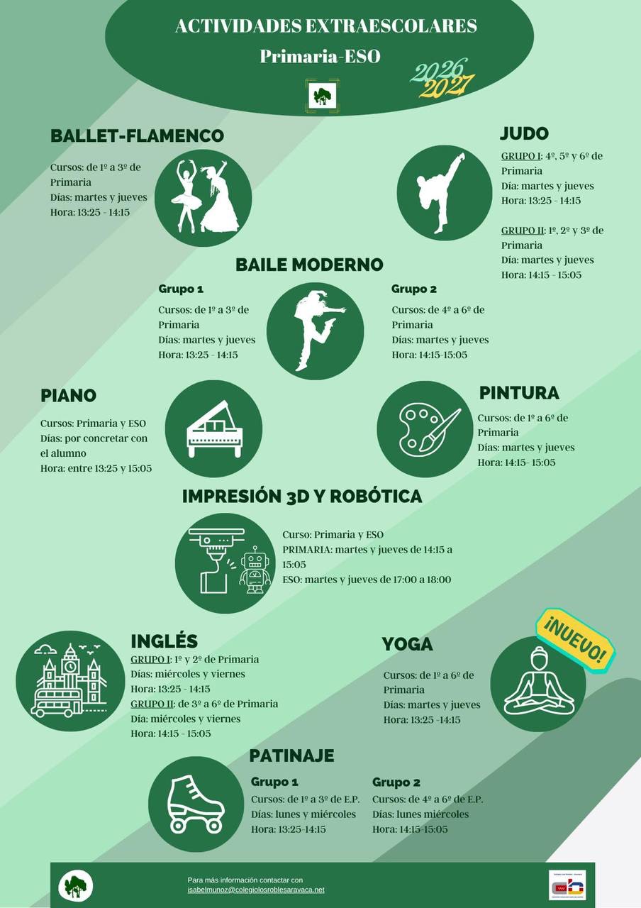 Cartel de actividades extraescolares de Primaria y ESO